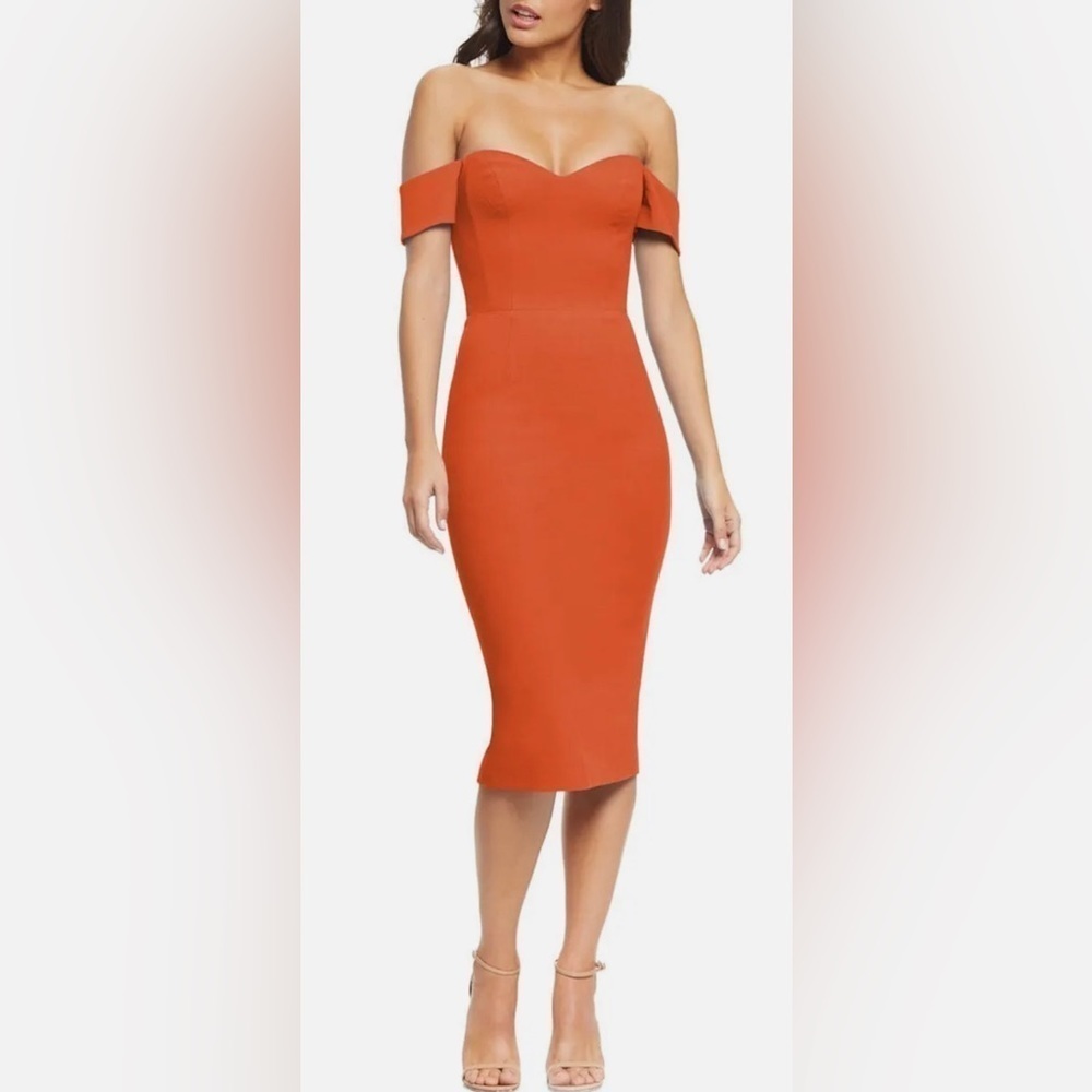 NWT Anthropologie DRESS THE POPULATION Bailey Off the Shoulder Sheath Dress